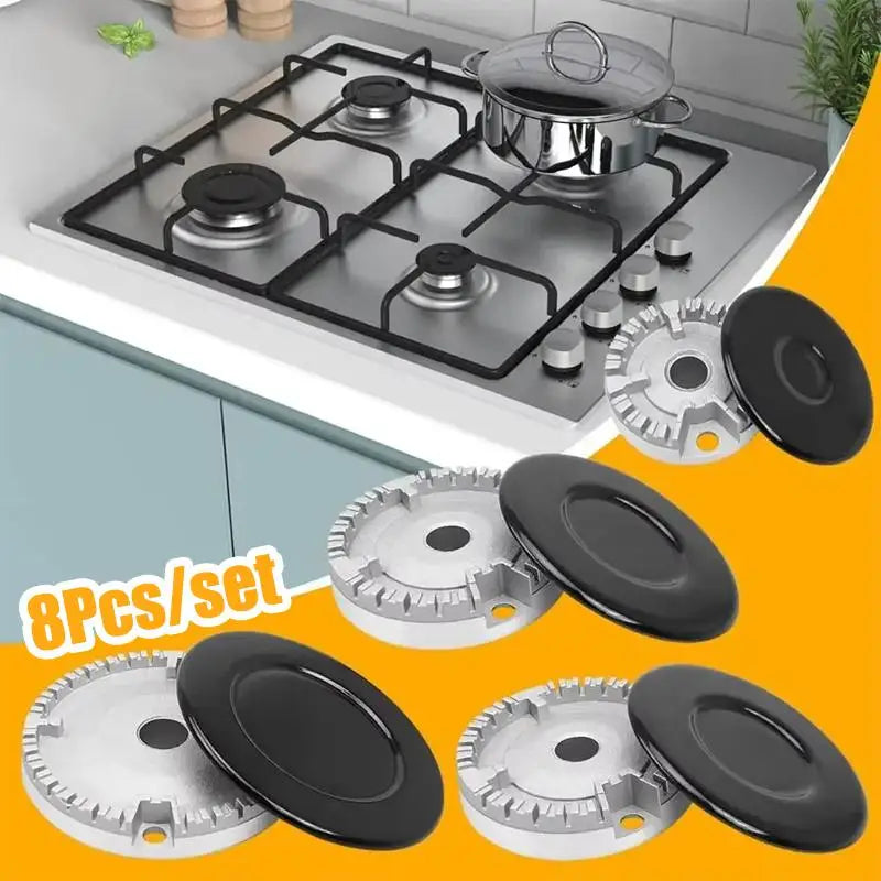 Gas Stove Burner Caps 4/8 Pcs – Durable Hob Crown Set Stove Burner Caps Nixie