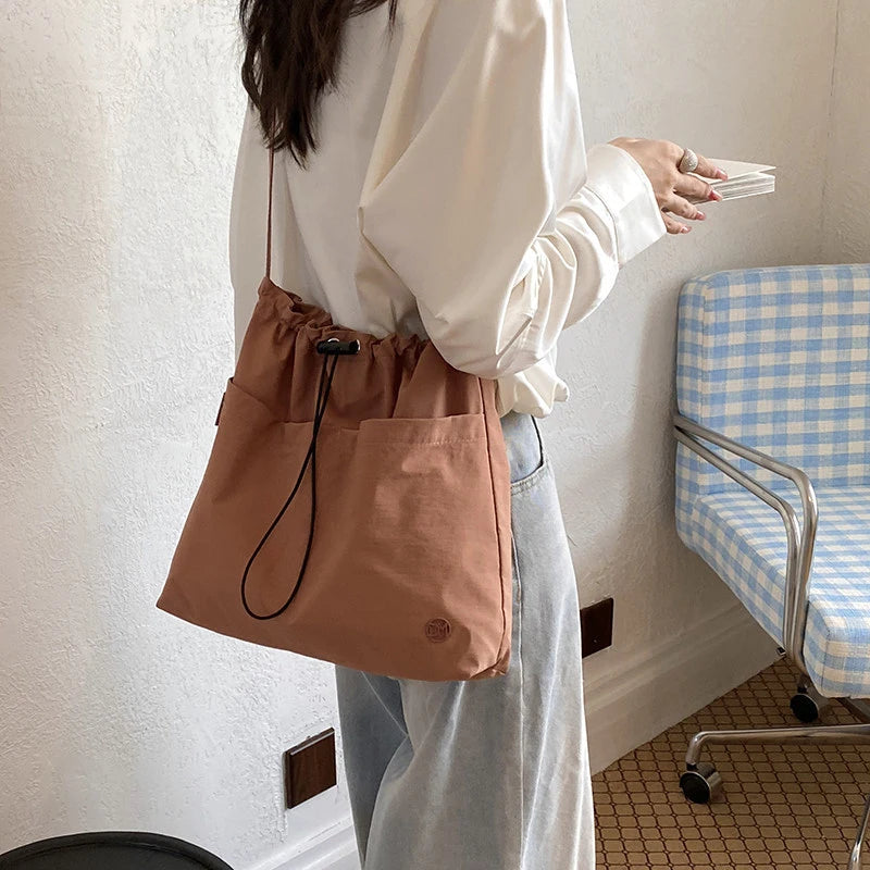 Women's Canvas Drawstring Bucket Bag – Large Capacity & Lightweight Canvas Bucket Bag Nixie