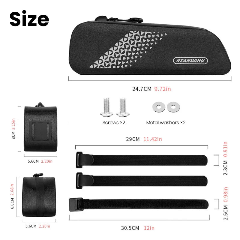 TPU Waterproof Bike Top Tube Bag – Ultralight Reflective Bicycle Frame Bag Nixie