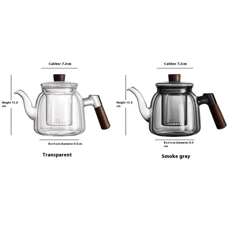 Glass Tea Pot with Pull-Filter – Heat-Resistant Brewing Kettle Glass Tea Pot Nixie