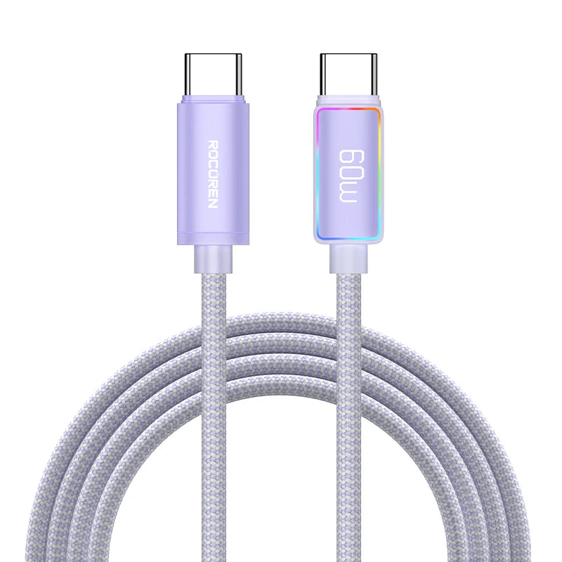 Rocoren 100W USB-C Cable 5A PD 3.1 Fast Charging – Samsung, Mac USB-C Charging Cable Nixie 60W Purple 2m