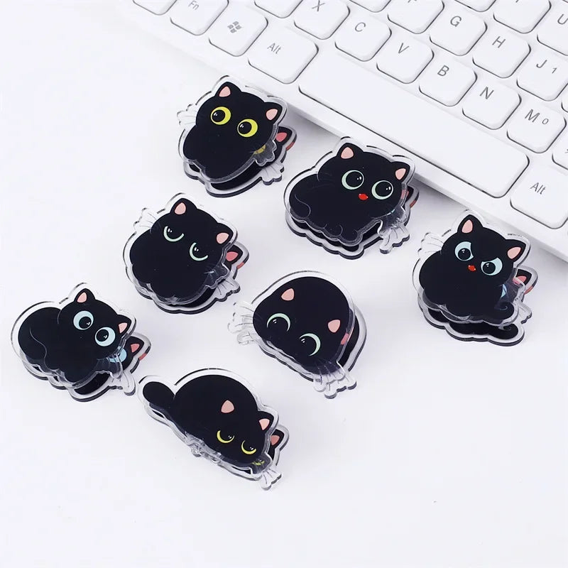 7 Cute Black Cat Acrylic Clips – Paper, Snack & Journal Clips Decorative Paper Clips Nixie