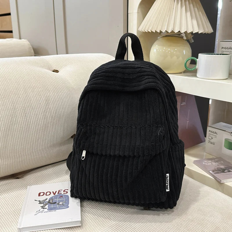 Women's Korean Corduroy Backpack – Stylish School Bag Corduroy Backpack Nixie
