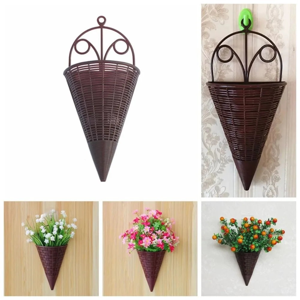 Fan-Shaped Hanging Flower Basket | Rattan-Style Wall Décor Hanging Flower Basket Nixie