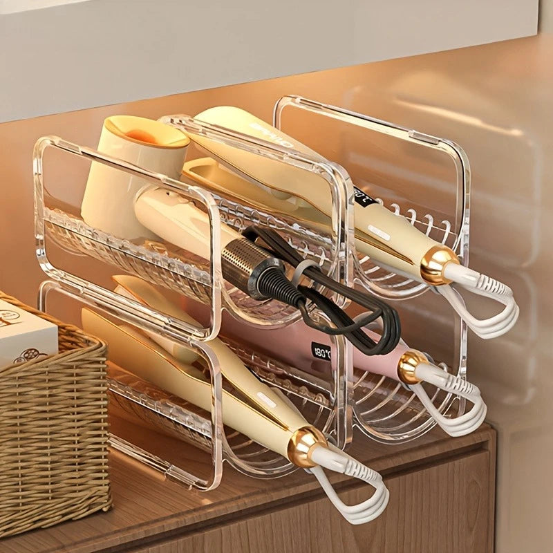 Clear Acrylic Hair Tool Organizer – Stackable Bathroom Storage