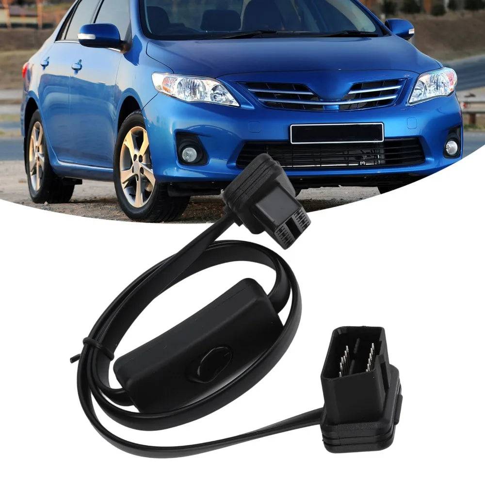 16-Pin OBD2 Extension Cable with Power Switch – Flat Diagnostic Adapter
