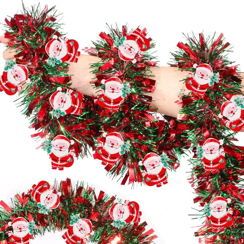 2M Christmas Tinsel Garland Red Green Snowman Ornaments Decor Christmas Tinsel Garland Nixie