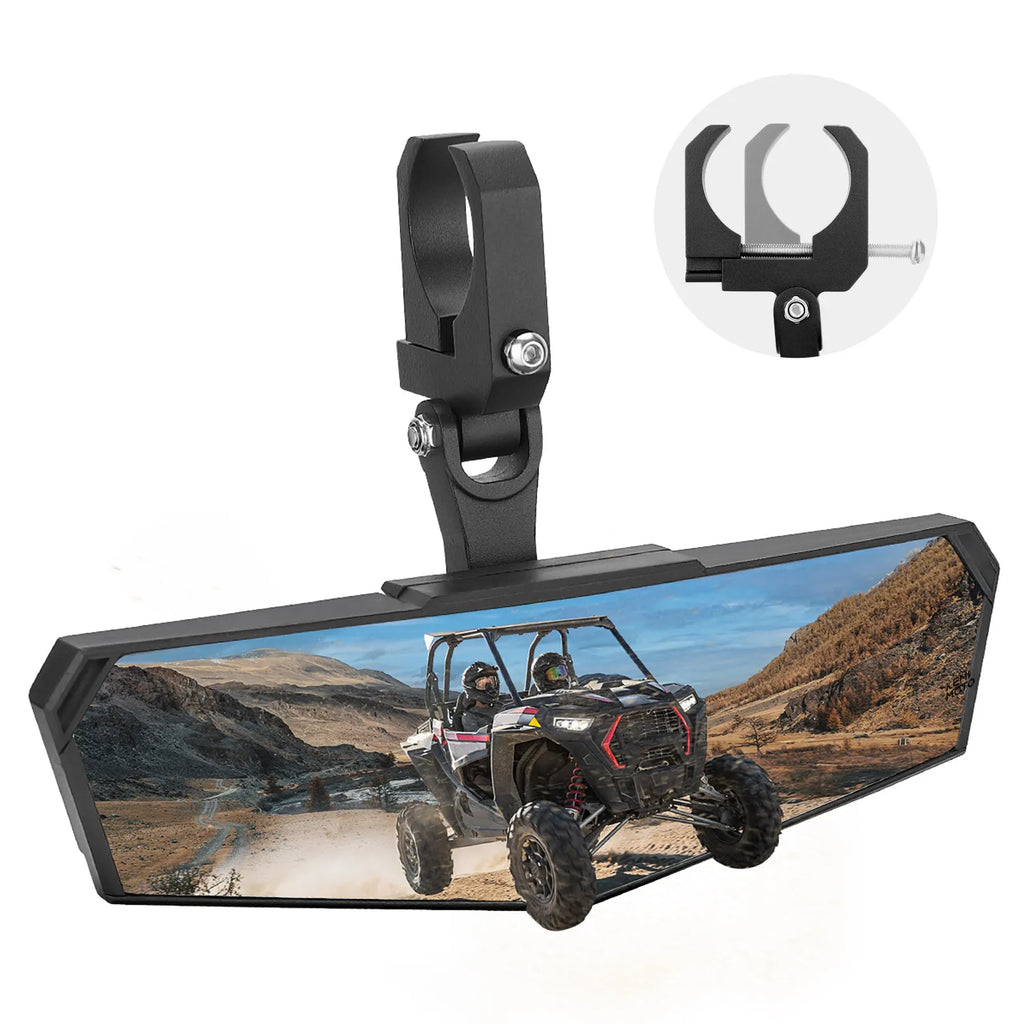 UTV Center Rear View Mirror – 360° Adjustable Aluminum Clamp UTV Rear View Mirror Nixie Mirror