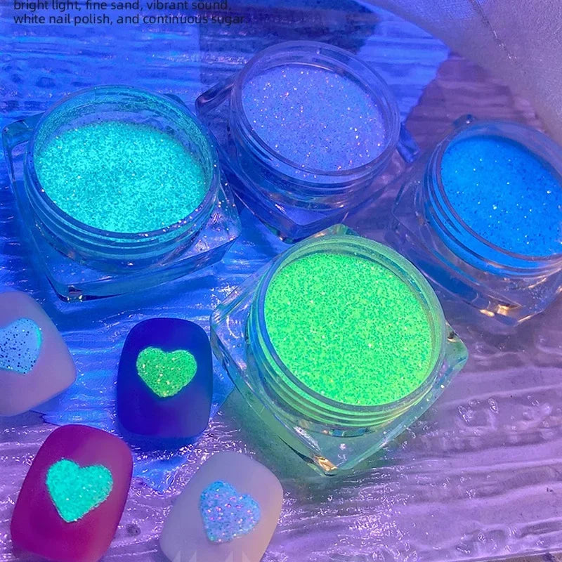 6-Color Glow Nail Glitter Powder Set – Sparkling DIY Manicure Nail Glitter Powder Nixie