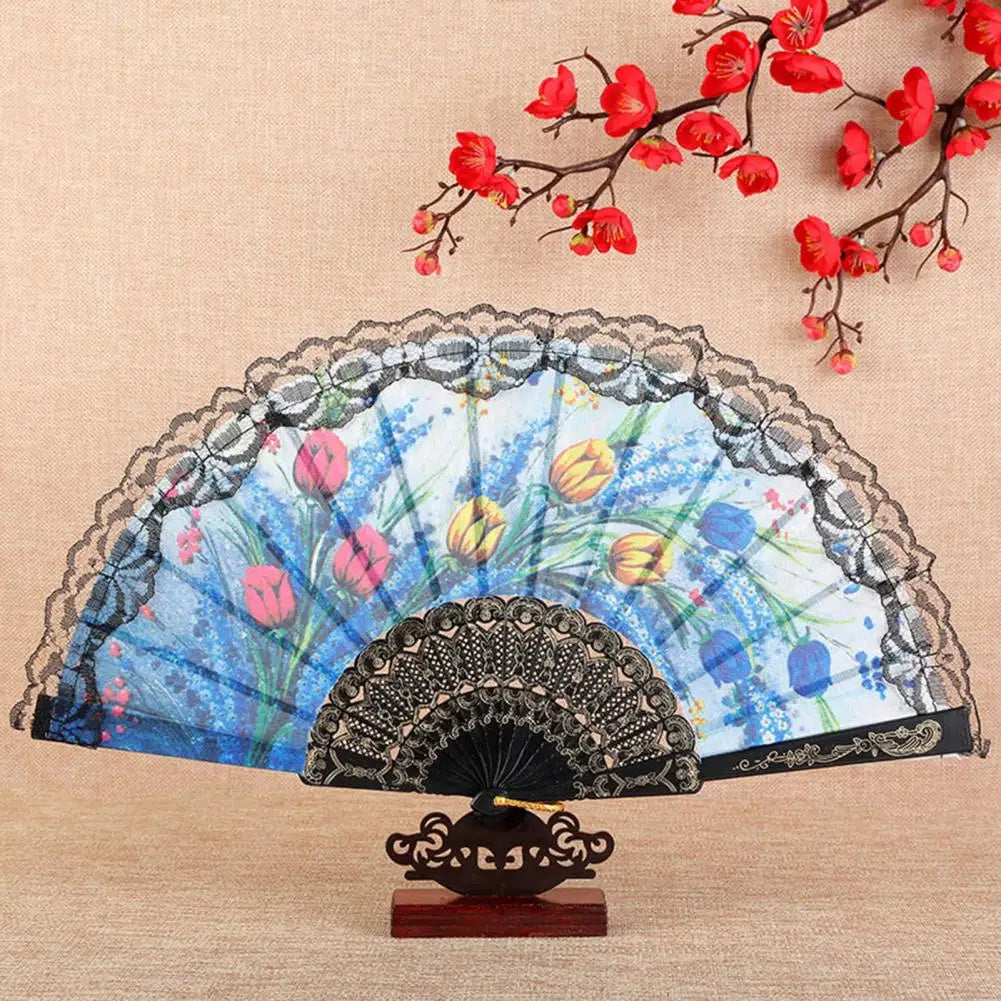 Vintage Lace Floral Folding Hand Fan – Wedding & Party