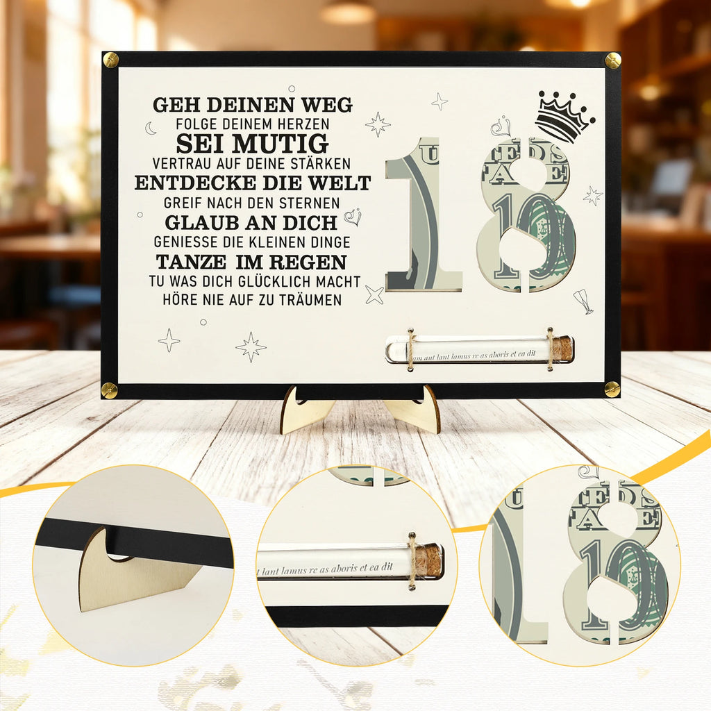 Wooden Money Gift Frame – 18th Birthday Present | Black