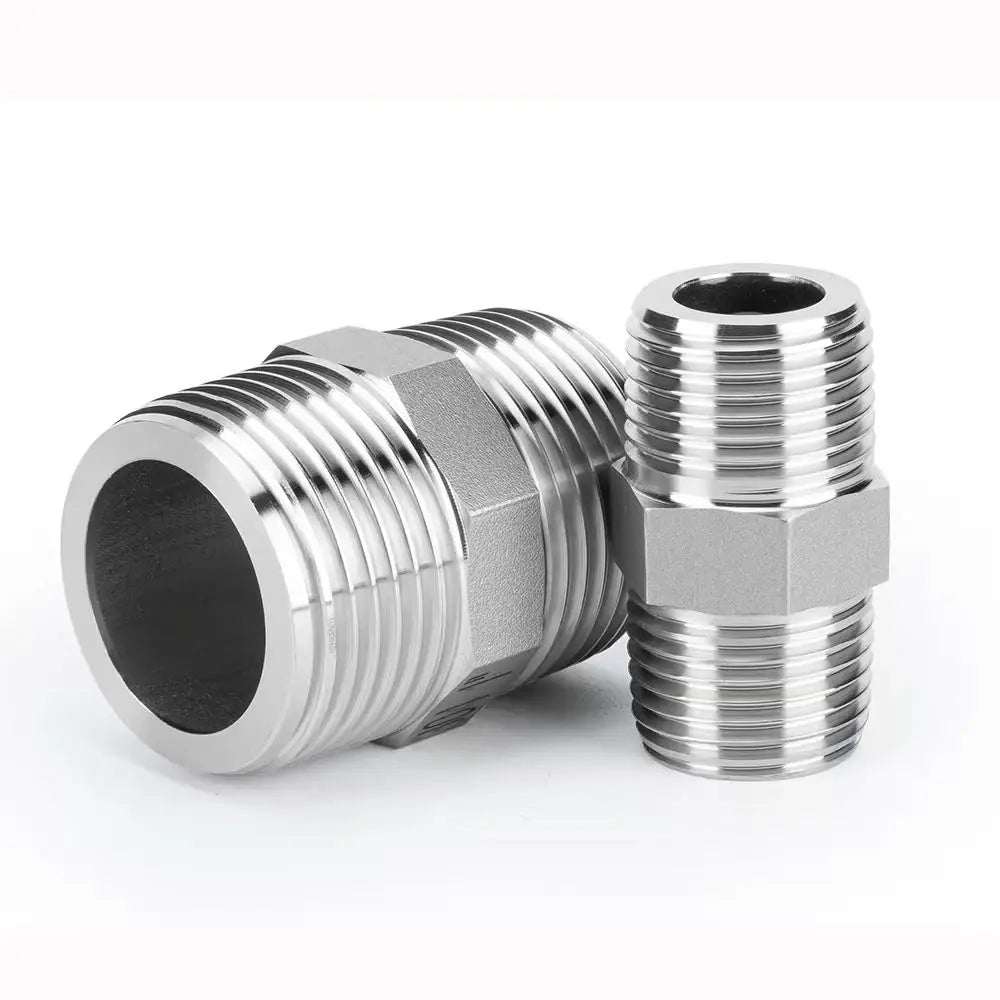 304 Stainless Steel Male Thread Hex Nipple Pipe Fitting 1/8"–1" Pipe Fitting Connector Nixie