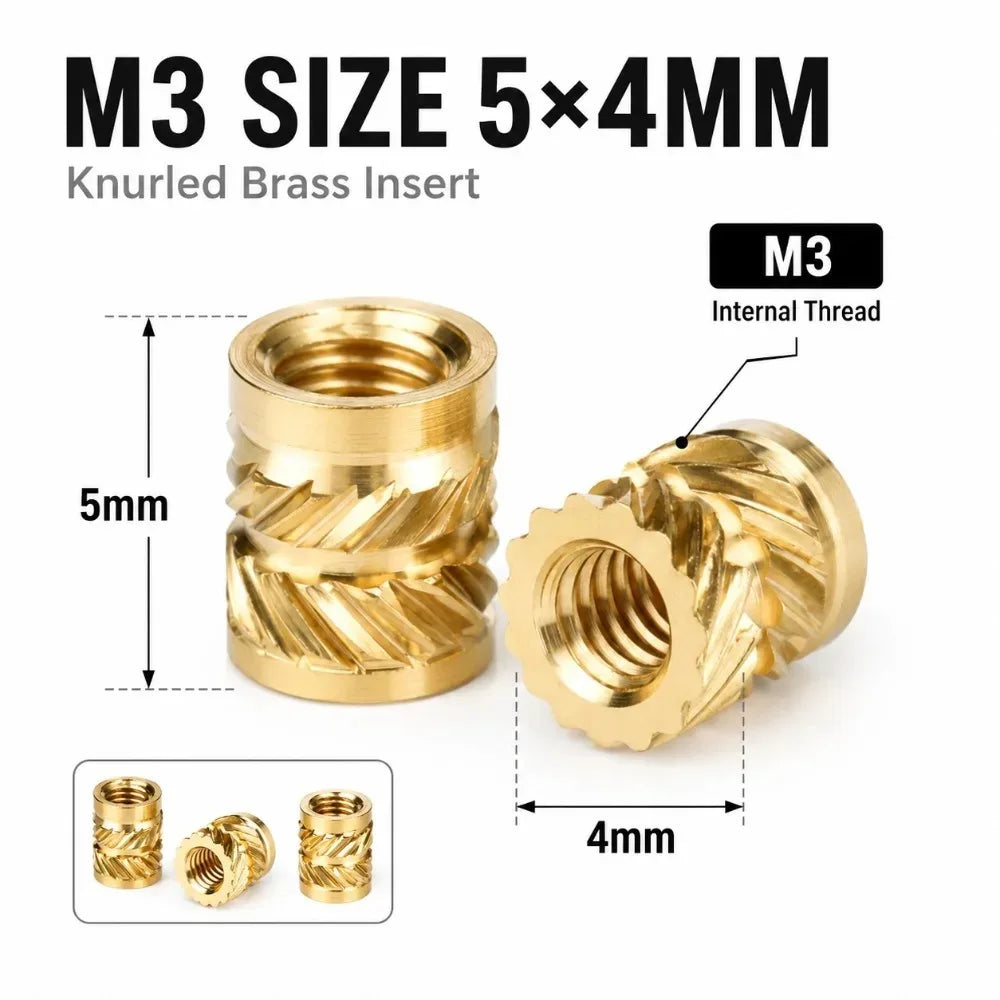 M3 Brass Heat Set Insert Nuts 5×4mm for 3D Printing & DIY Threaded Insert Nuts Nixie