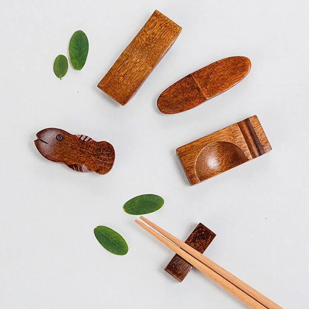 6-Piece Japanese Wooden Chopstick Rests & Fork Holders Chopstick Rest Set Nixie