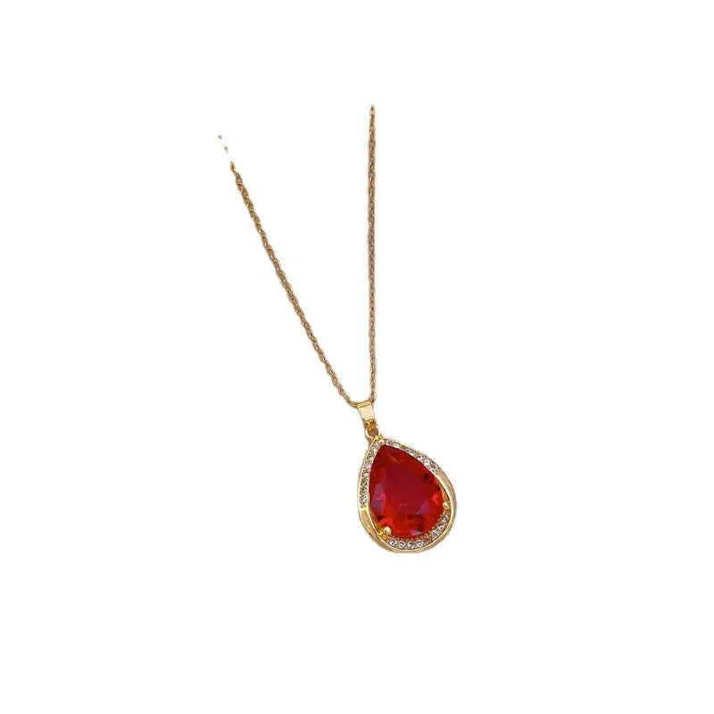 Gold Waterdrop Pendant Necklace – Stainless Steel Clavicle Chain Pendant Necklace Nixie