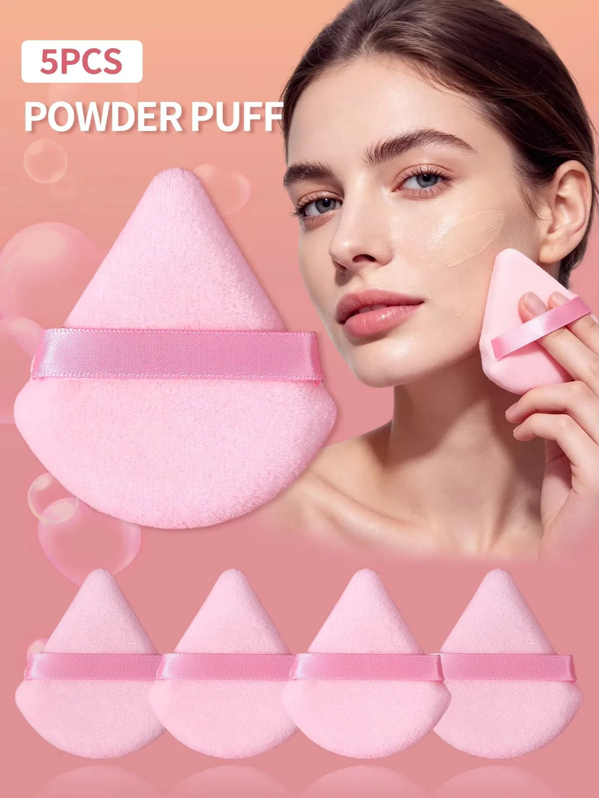 Triangle Makeup Puff with Ribbon Strap – Soft Powder Puff Cosmetic Powder Puff Nixie