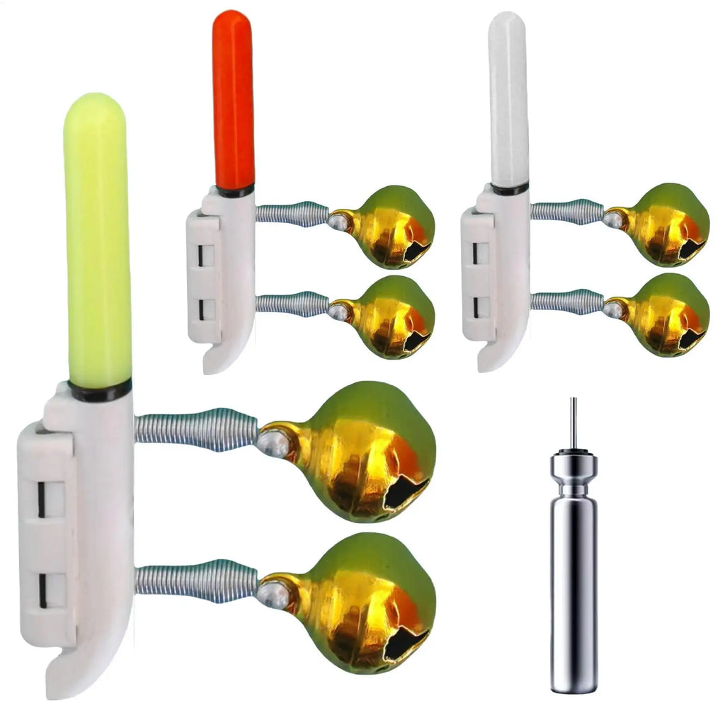 LED Fishing Rod Light Clip with Bite Bells & USB Rechargeable Fishing Bite Alarm Nixie