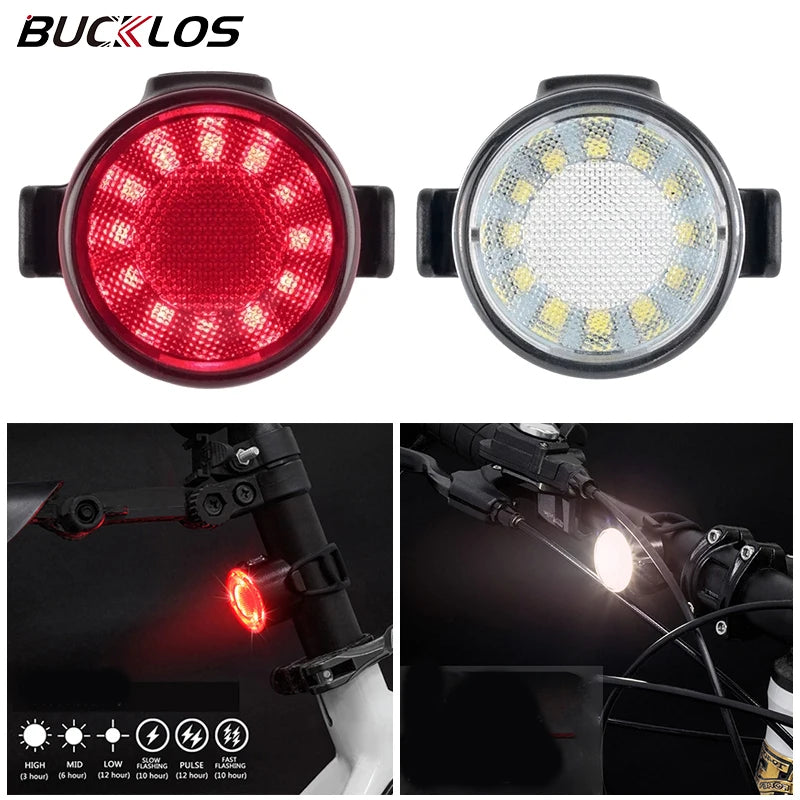 BUCKLOS Front & Rear Bike LED Light Set – USB Rechargeable Bicycle Light Set Nixie