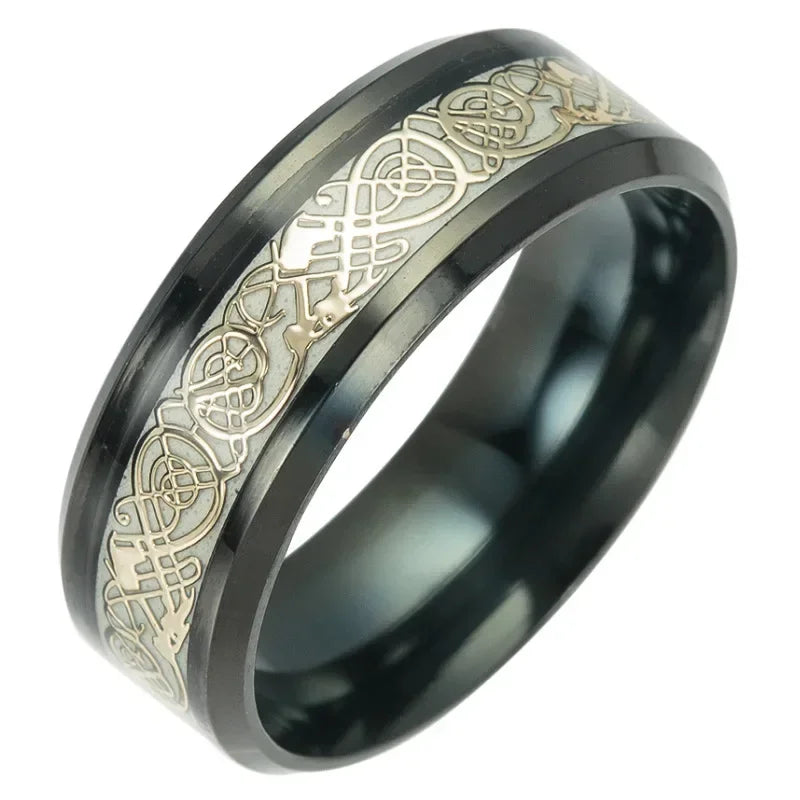 Luminous Dragon Ceramic Stainless Steel Ring – Unisex Band Fashion Ring Nixie