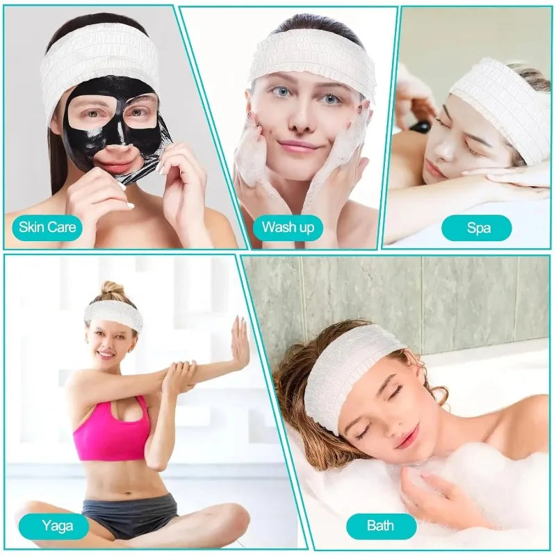 10Pcs Disposable Spa Headbands – Soft Non-Woven Fabric for Women Disposable Spa Headband Nixie