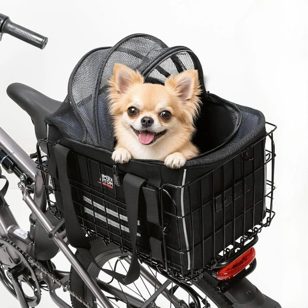 KEMITOUR Foldable Bike Rear Rack Pet Carrier Bag for Dogs & Cats Bicycle Pet Carrier Nixie Black