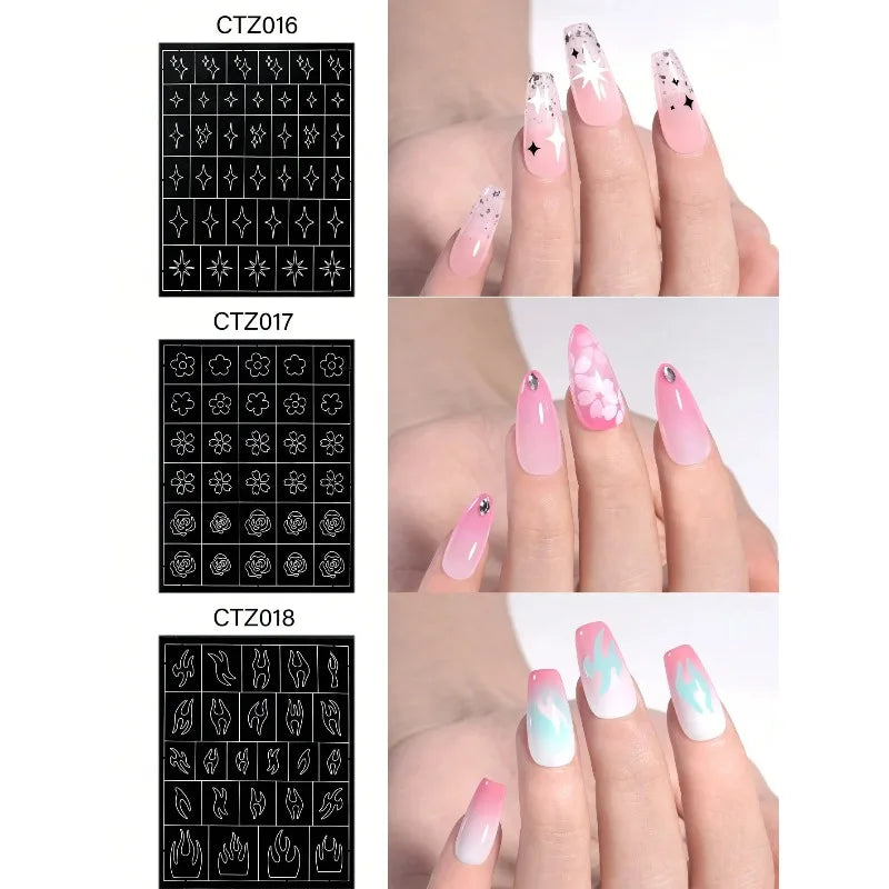 Hollow Out Nail Art Stencil Stickers – 6 Shapes Heart Star Butterfly Nail Art Stencils Nixie
