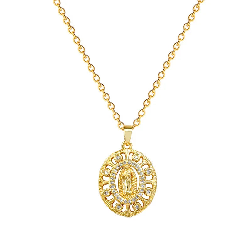Egg-Shape Portrait Pendant Necklace | Gold Stainless Steel Pendant Necklace Nixie