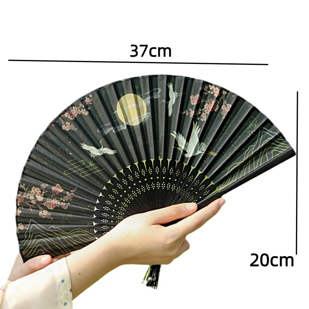 Bamboo Silk Folding Hand Fan – Vintage Chinese Style & Tassel Folding Hand Fan Nixie