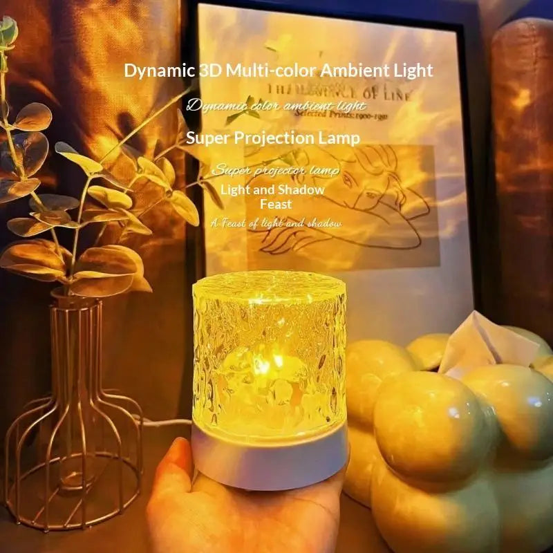 3D Water Ripple Projector Night Light – Ambient Bedroom Lamp Projection Night Light Nixie