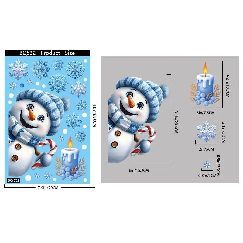 Christmas Window Clings – Snowman Snowflake Santa Stickers