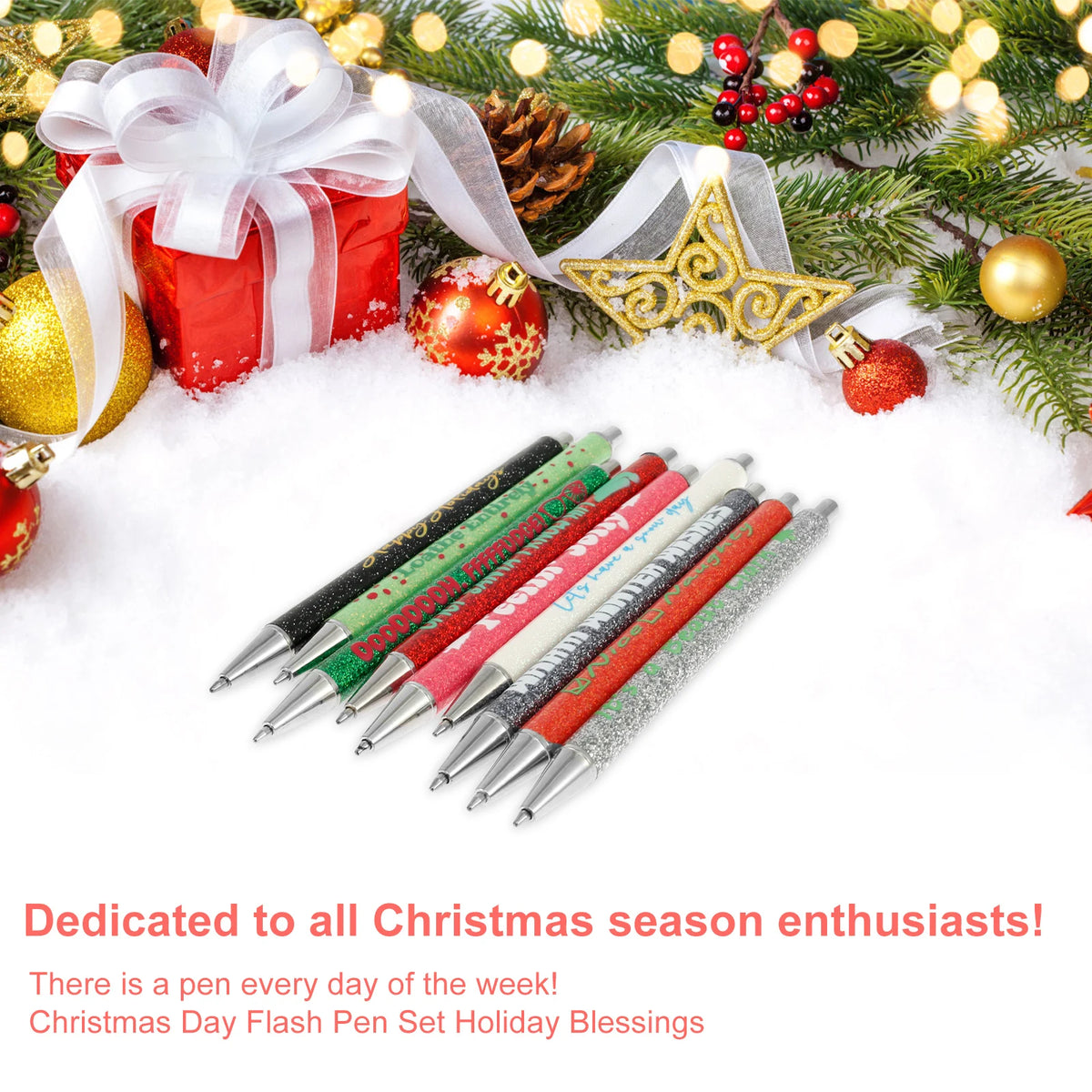 Glitter Metal Ballpoint Pens Set of 9 | Retractable Bling Pens Glitter Ballpoint Pens Nixie