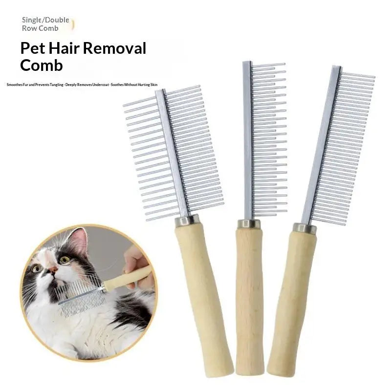 Pet Grooming Comb Wood Handle – Cats & Dogs Deshedding Tool Pet Grooming Comb Nixie