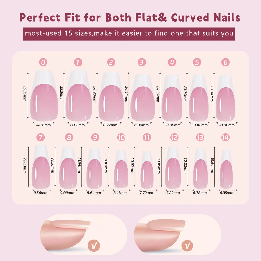 150Pcs French Press On Nails – Coffin & Almond Reusable Tips Press On Nails Nixie