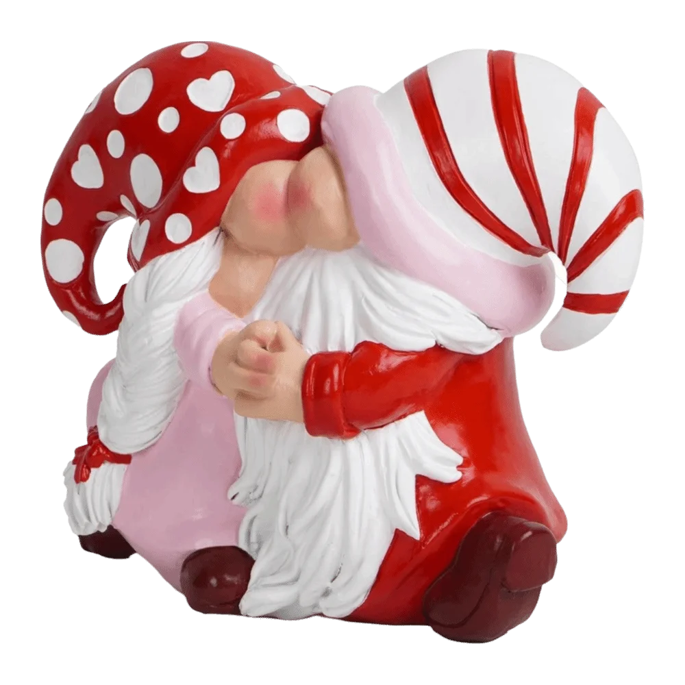 Resin Valentine Gnome Figurines – Romantic Couple Gift Decor Gnome Figurine Set Nixie A