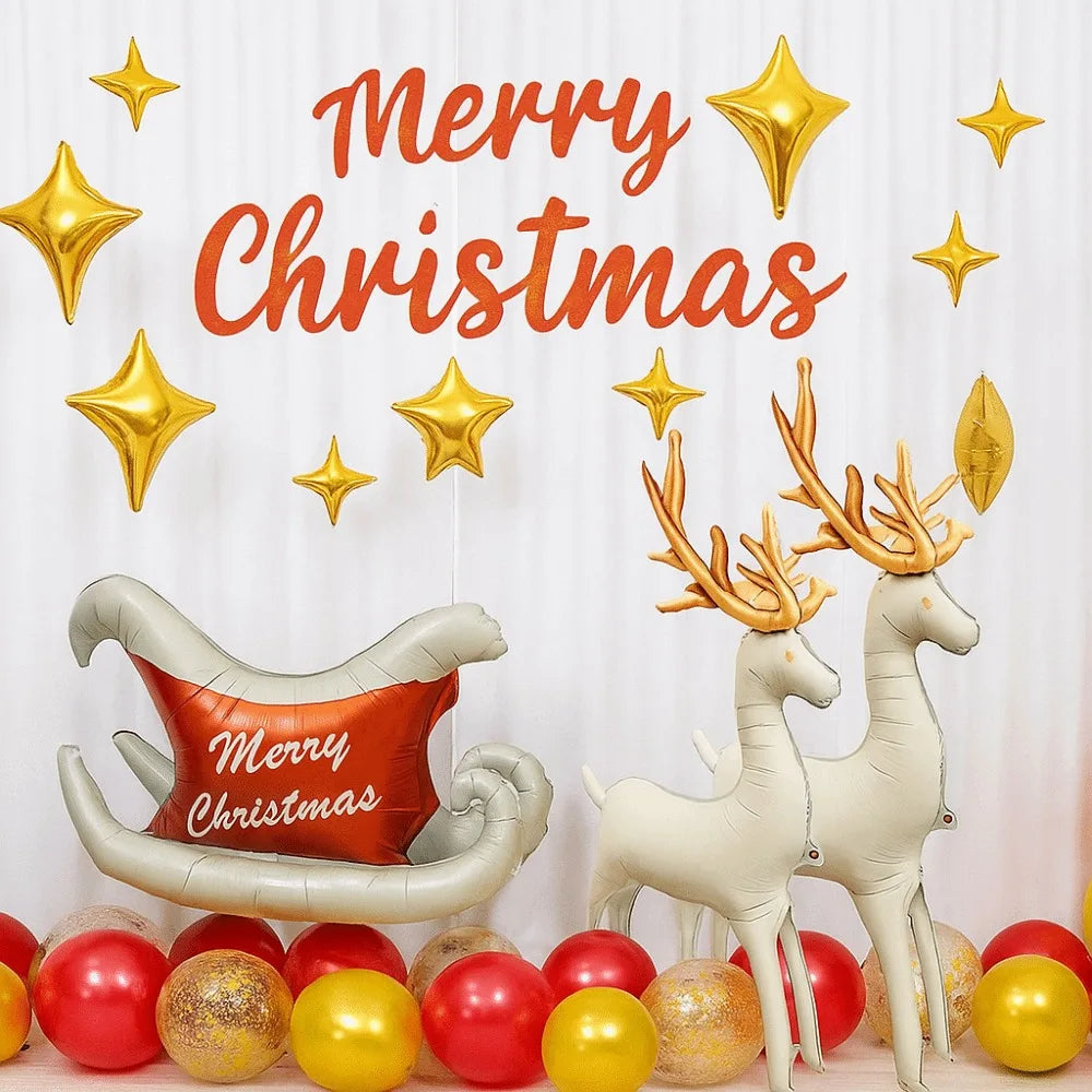 Christmas Foil Balloon Reindeer & Sled – Holiday Decoration Holiday Foil Balloon Nixie