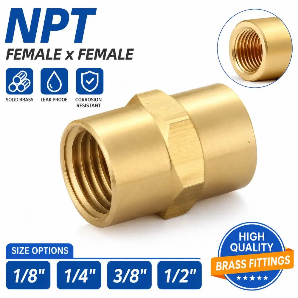 Brass NPT Female Coupling 1/8" 1/4" 3/8" 1/2" Pipe Fitting