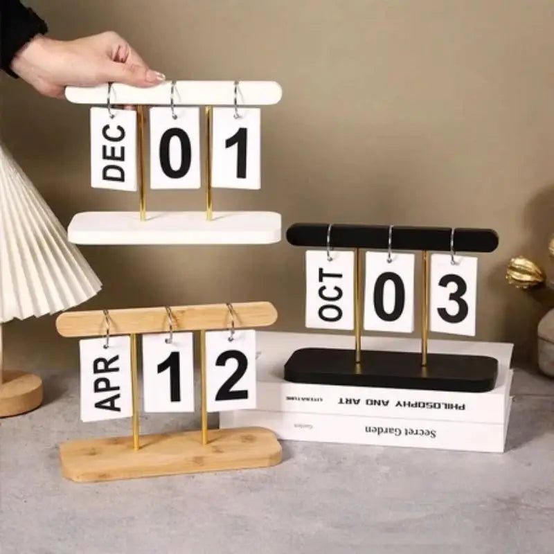 Flip Perpetual Desk Calendar – Minimalist ABS Desktop Ornament Perpetual Desk Calendar Nixie