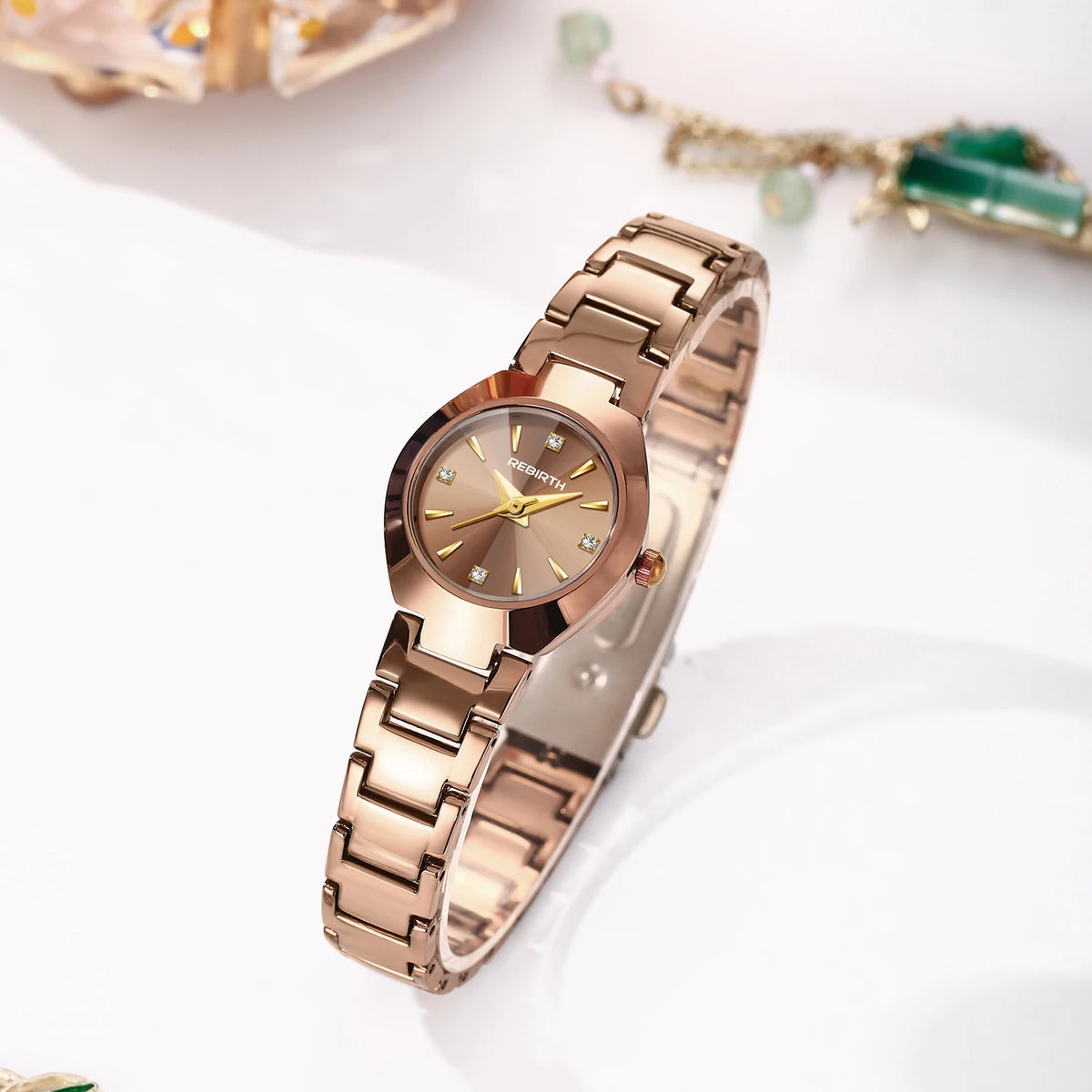 REBIRTH Women's Polygonal Dial Quartz Watch – Elegant Style