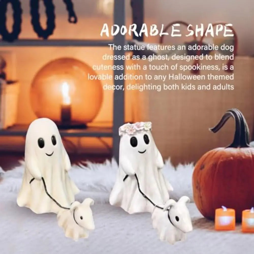 Ghost Dog Halloween Statue – Resin Figurine Indoor & Outdoor Halloween Figurine Nixie