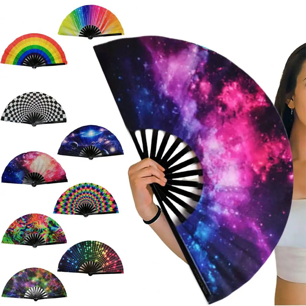 Glow in the Dark Folding Fan – Rainbow Festival Party Fan