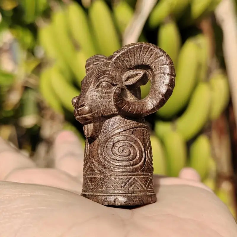 Hand-Carved Wooden Sheep Totem Figurine – Home Décor Gift Wood Figurine Nixie