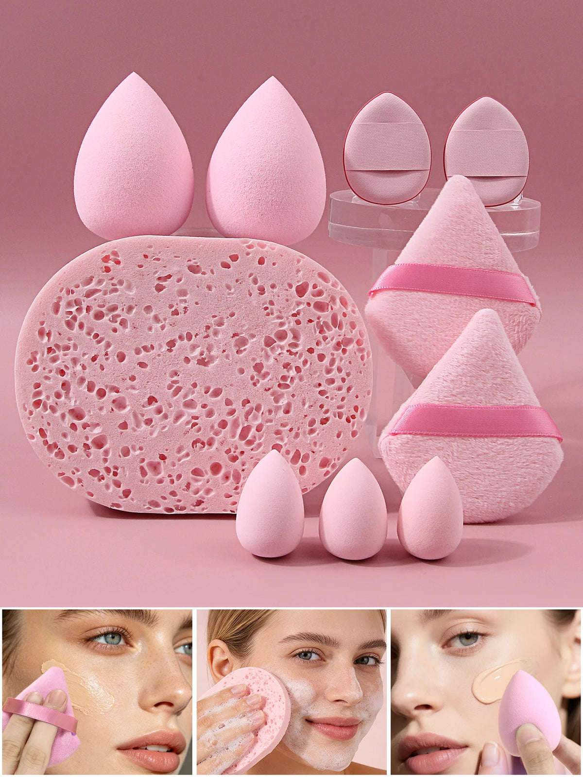 10-Piece Makeup Sponge Set – Puffs, Eggs & Mini Sponges Makeup Sponge Set Nixie