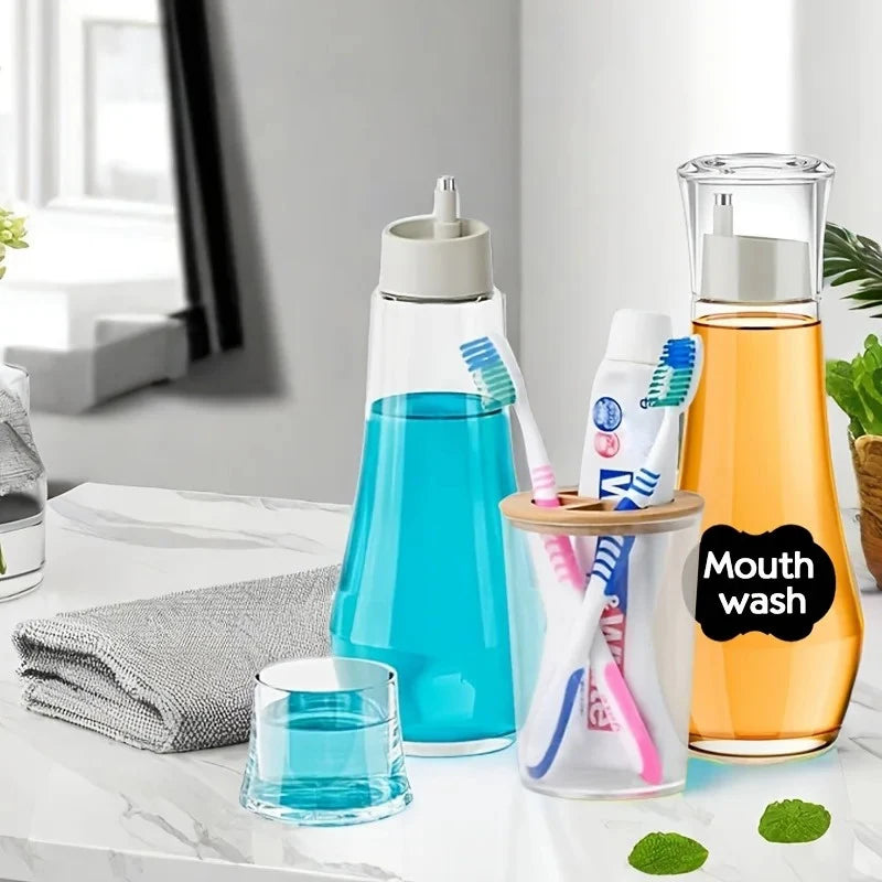 Refillable Glass Mouthwash Dispenser with Lid – 5 & 8.8 oz