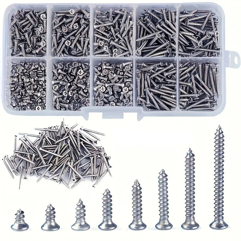 400pcs Self-Tapping Wood Screws Assortment Kit – Carbon Steel Screw Assortment Kit Nixie