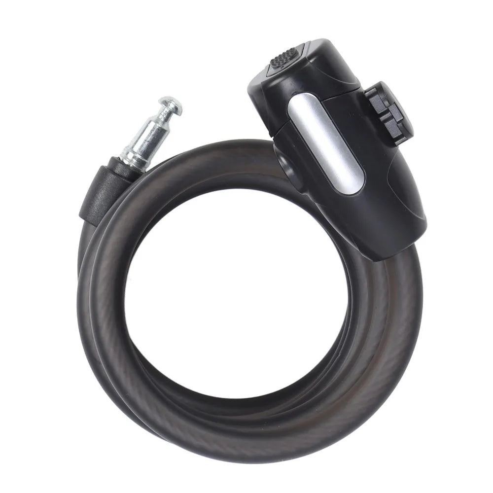 Coiled Bike Cable Lock PVC & Steel, Matte Black, 2 Keys – 4.9ft Bike Cable Lock Nixie