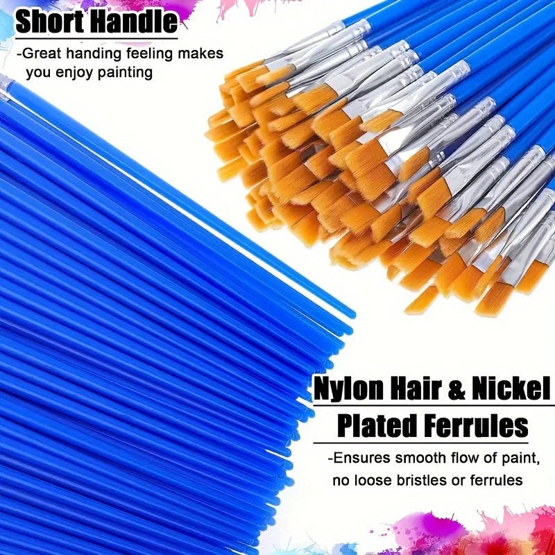 50Pcs Paint Brush Set – Nylon Hair, Oil Acrylic Watercolor Paint Brush Set Nixie