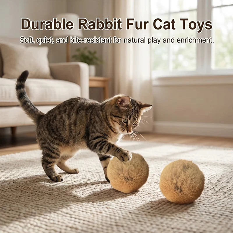 Catnip Faux Fur Ball Interactive Cat Toy – 1-6 Pack, 8cm Cat Toy Ball Nixie