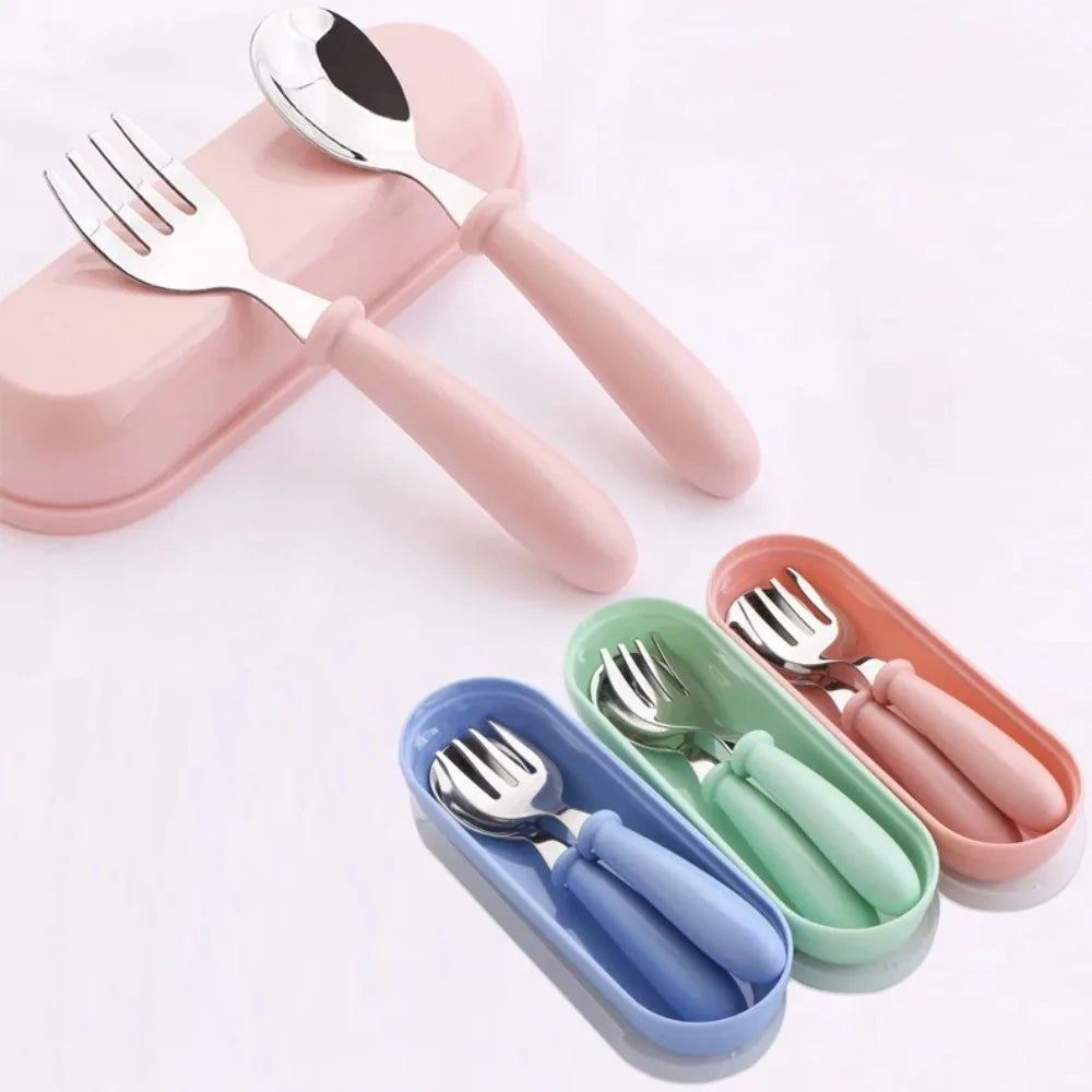 Portable 316L Stainless Steel Spoon & Fork Set with Case