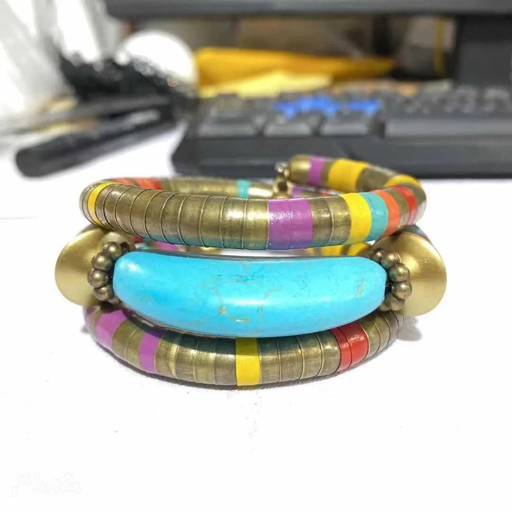 Snake Bangle Stackable Multi-Layer Bracelet Gold & Silver Alloy