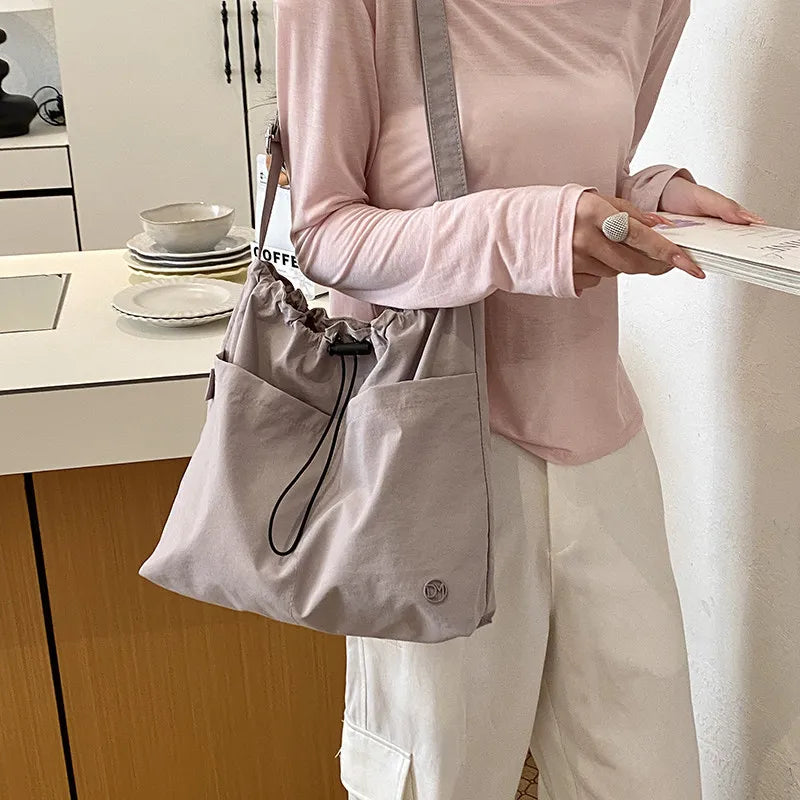 Women's Canvas Drawstring Bucket Bag – Large Capacity & Lightweight Canvas Bucket Bag Nixie Purple